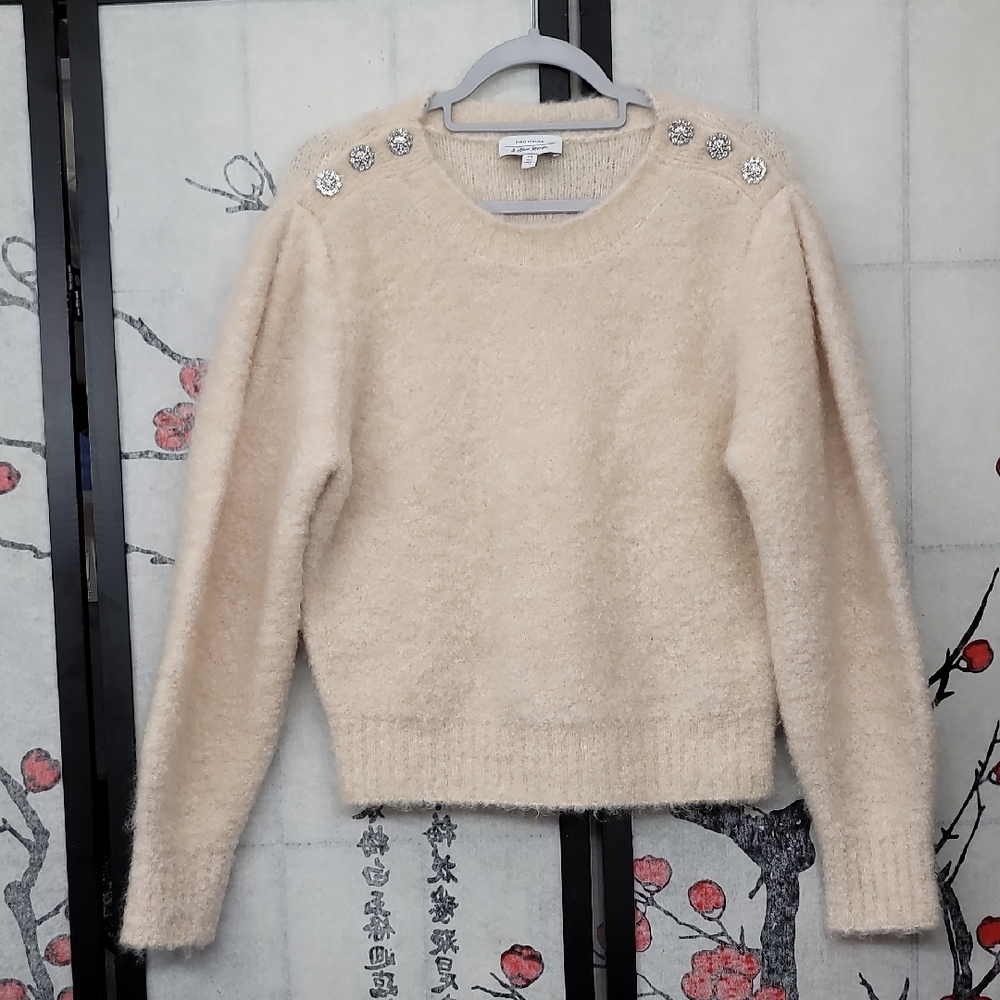 & Other Stories Wool Alpaca Blend Rhinestone Button Detail Sweater Size Medium